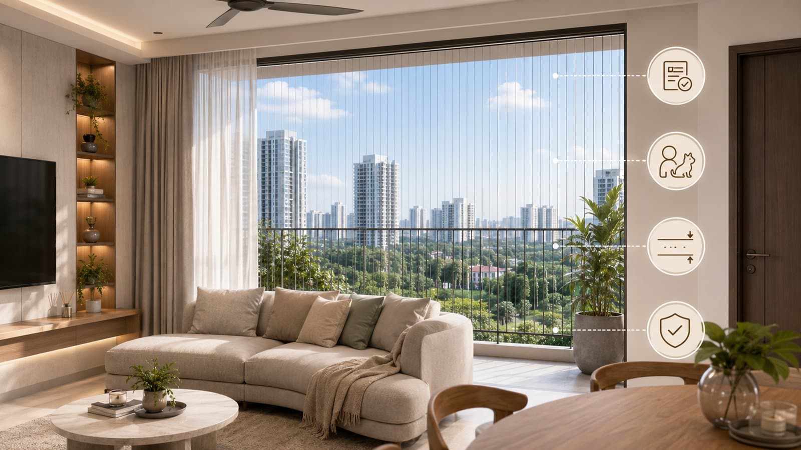 Invisible grilles for condos: safety, rules and cost